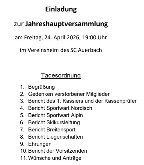 Einladung zur Jahreshauptversammlung